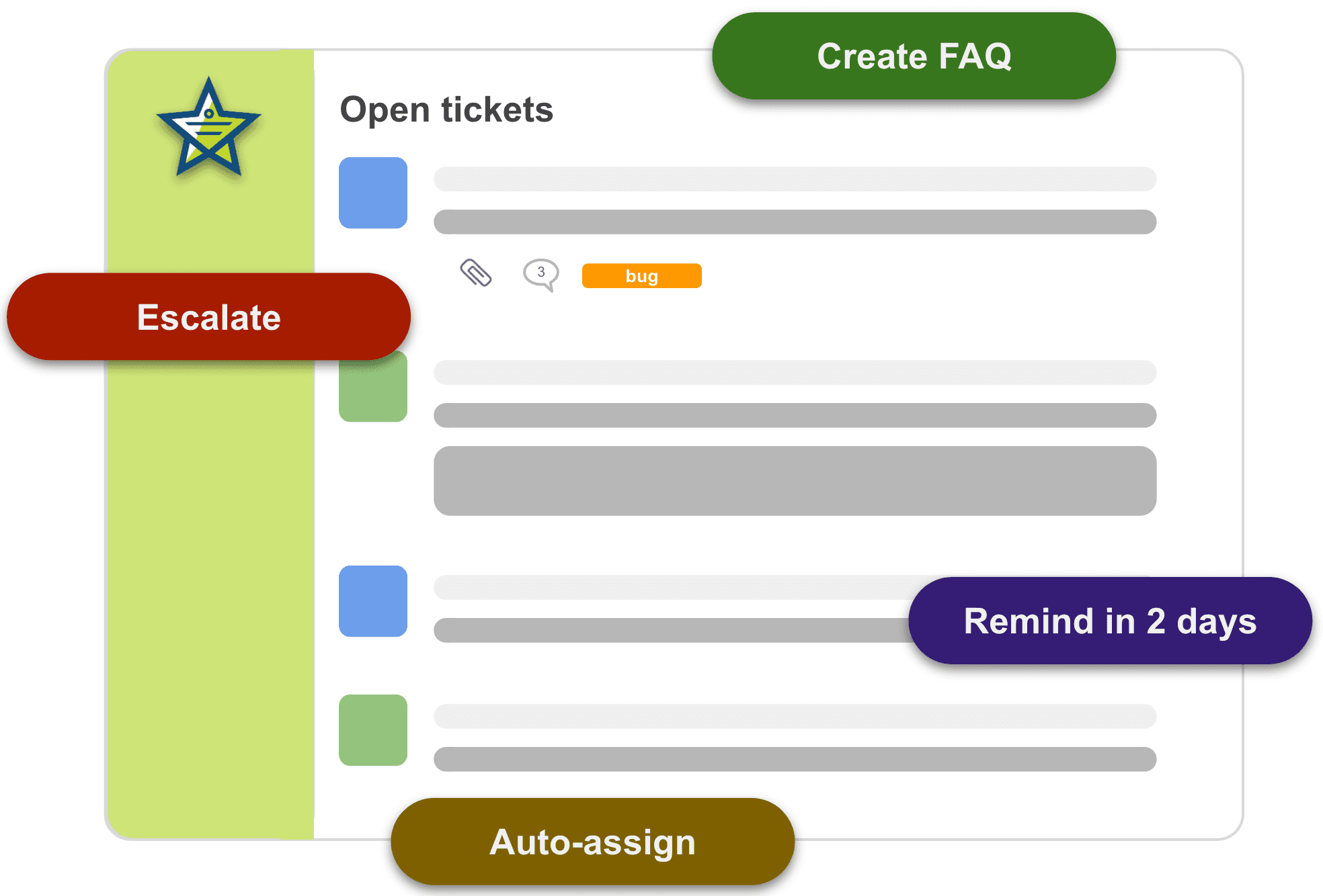 Customer service help desk dashboard in Mojo Helpdesk with open tickets and priorities.